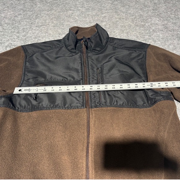 Chaps Fleece Jacket Full Zip Men's Size XL Brown Black Outdoor Casual - Picture 4 of 6